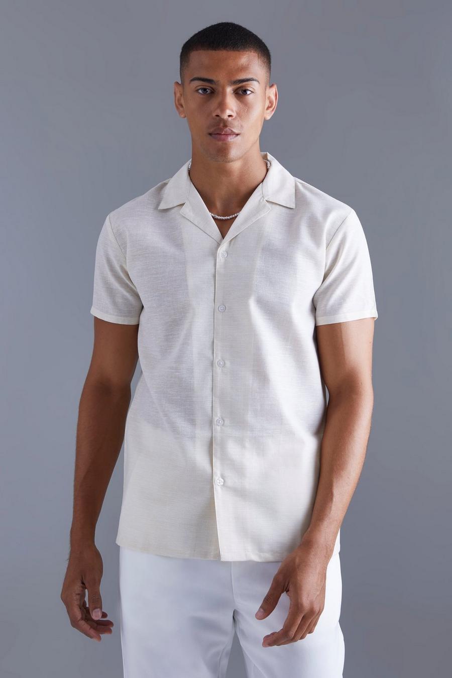 Ecru white Short Sleeve Regular Stripe Shirt