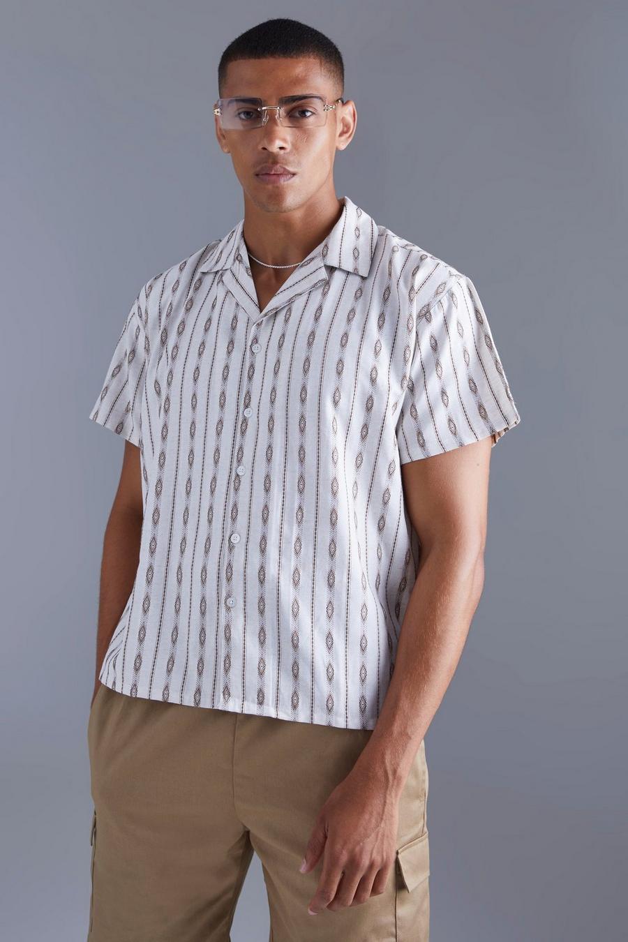 Brown Short Sleeve Boxy Aztec Shirt image number 1