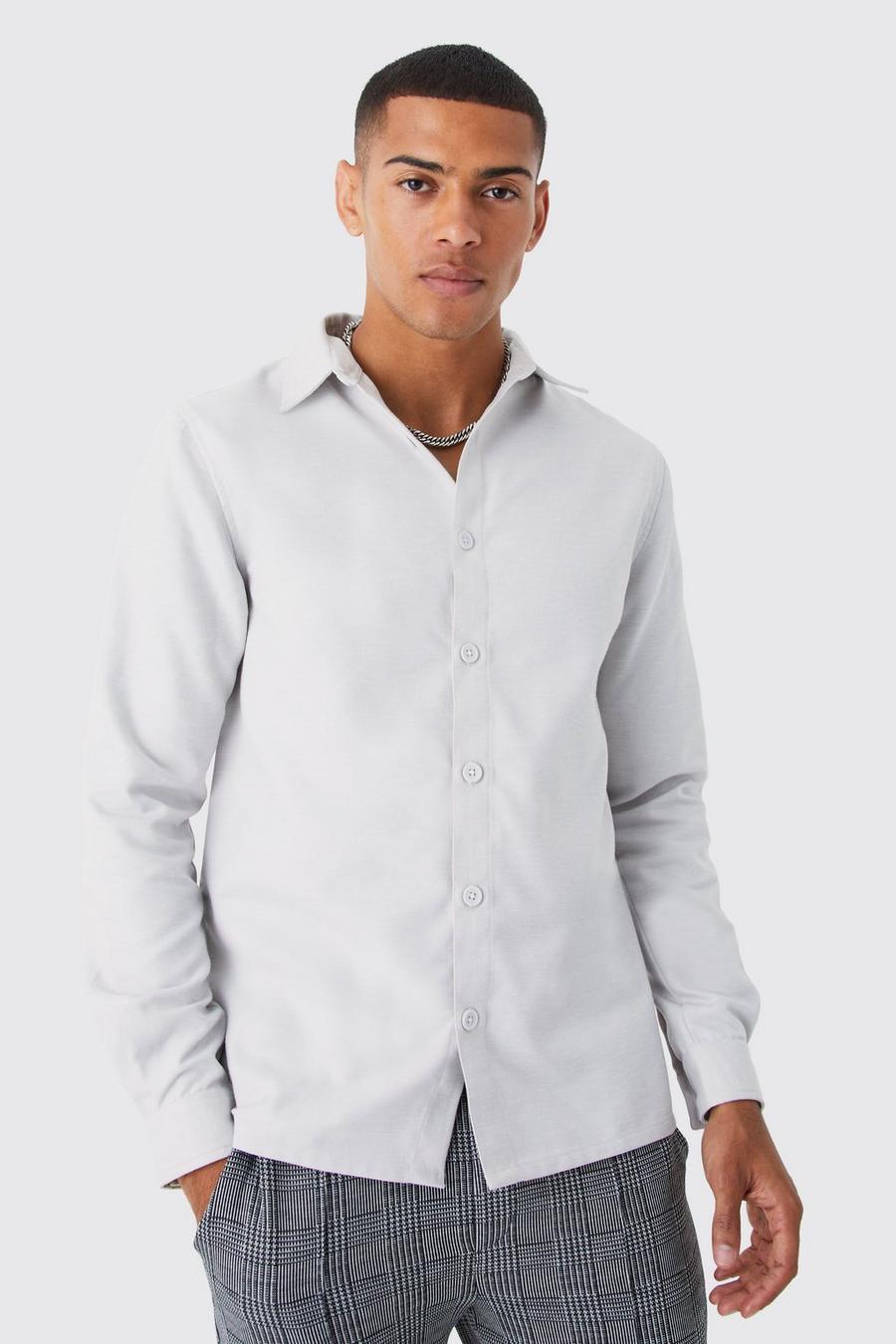 Grey Long Sleeve Nep Overshirt 