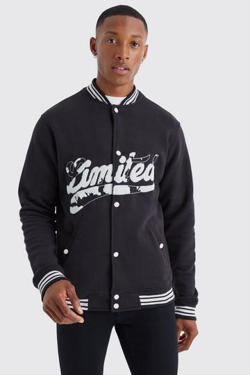 Limited Towelling Applique Jersey Bomber black