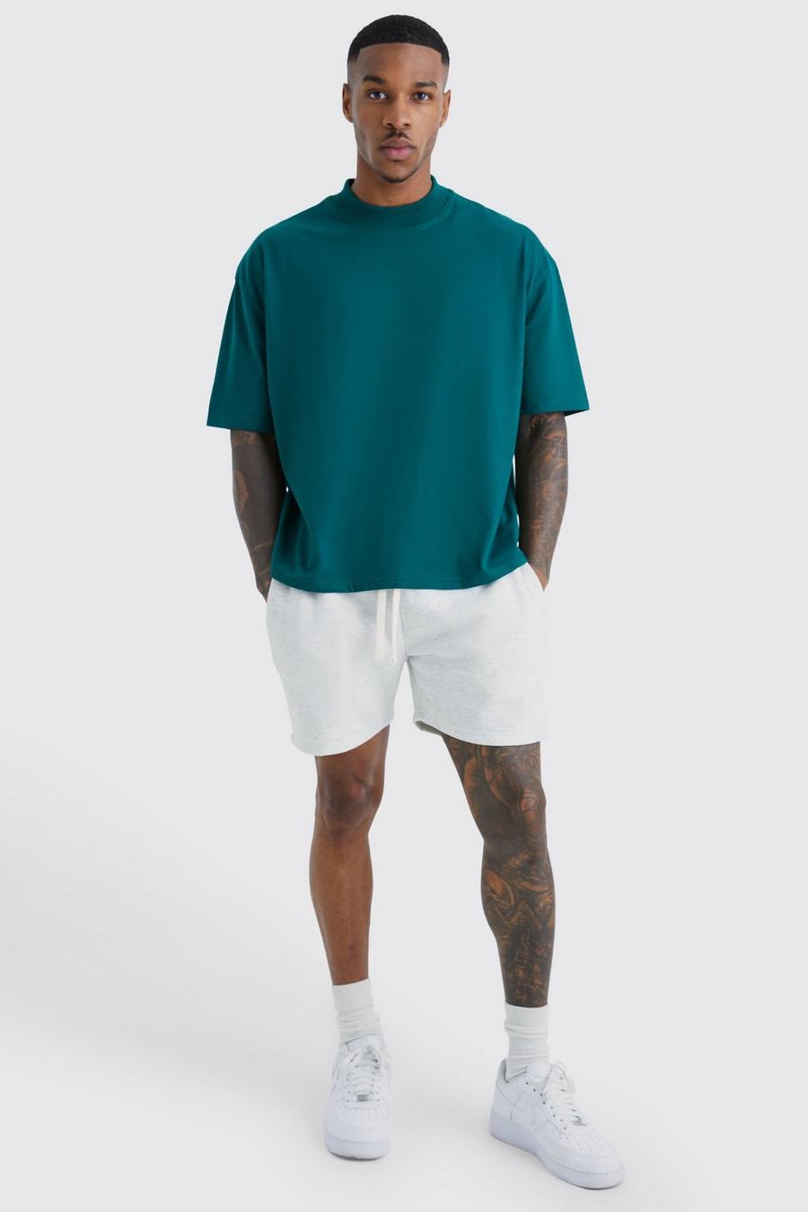 Ecru vit Oversized Short Length T-shirt And Short Set