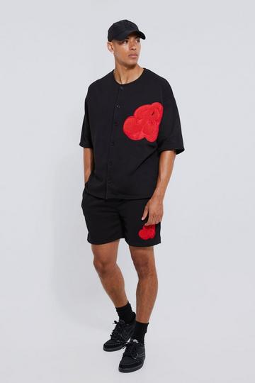 Oversized B Baseball Polo And Short Set black