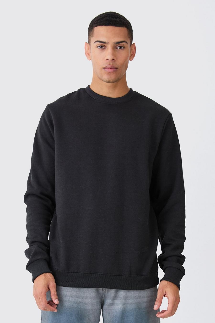 Black nero Basic Crew Neck Sweatshirt