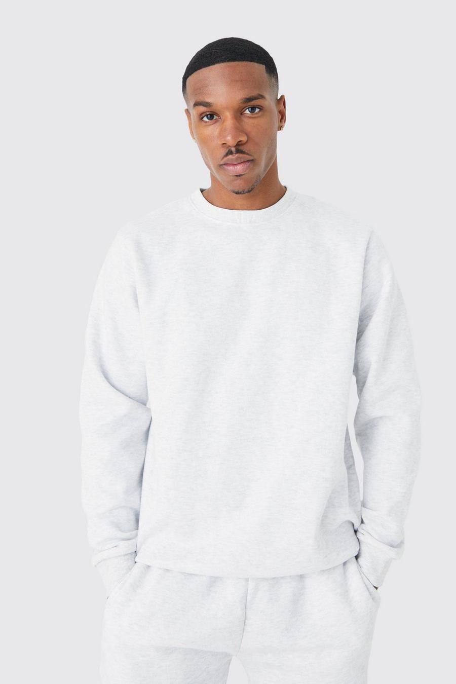 Basic Rundhals-Sweatshirt, Grey marl image number 1