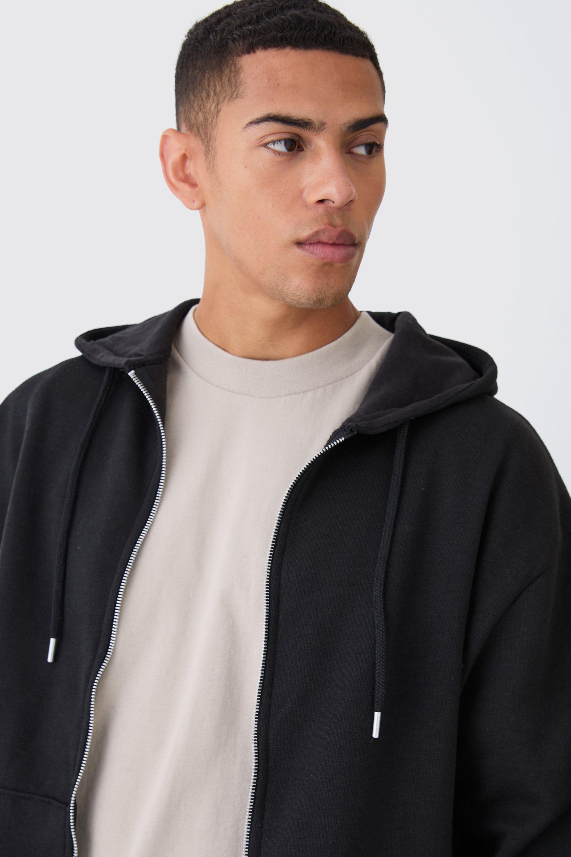 Black zip 2025 up hoodie men