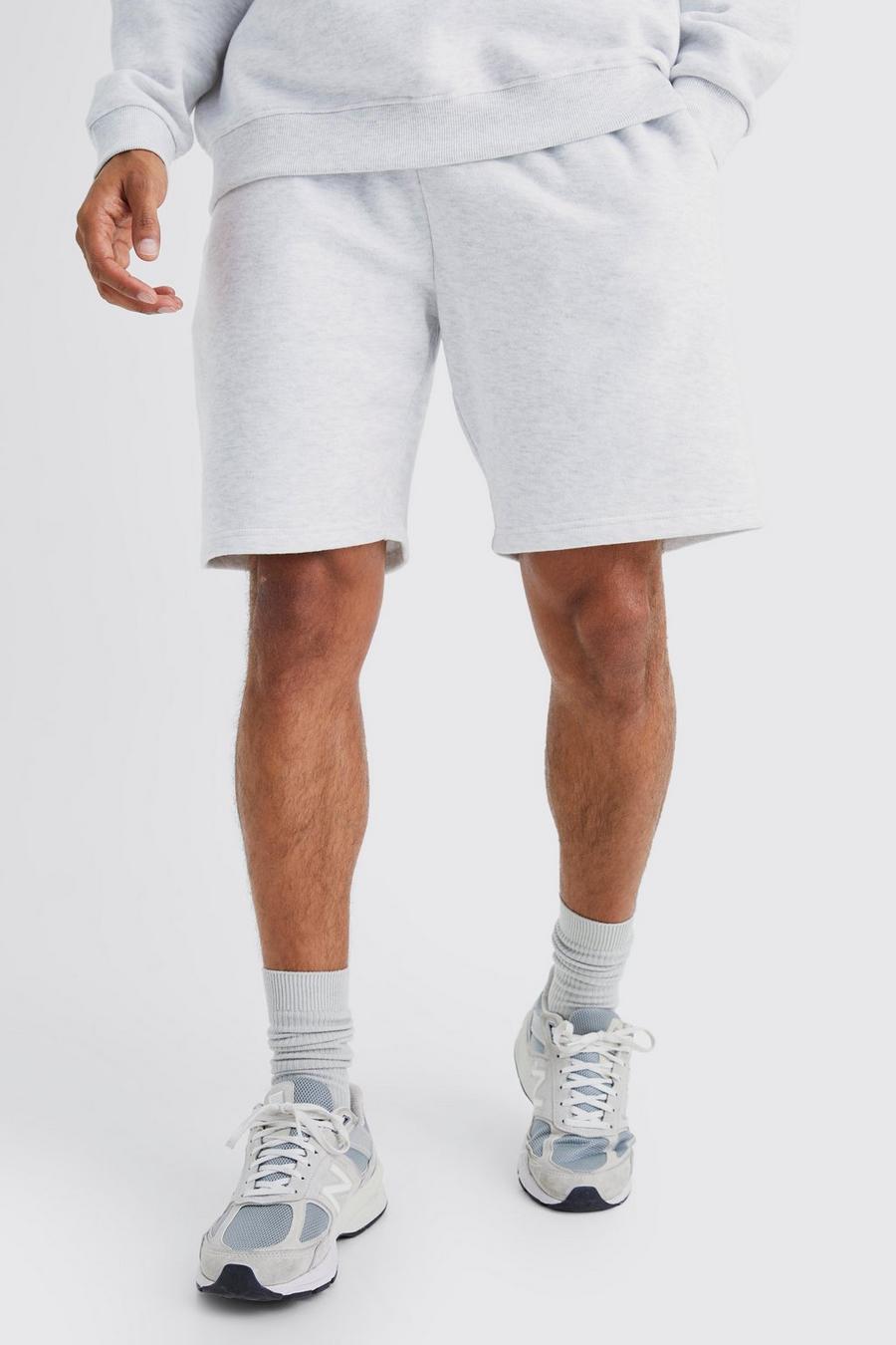 Grey marl Basic Relaxed Fit Mid Length Short 