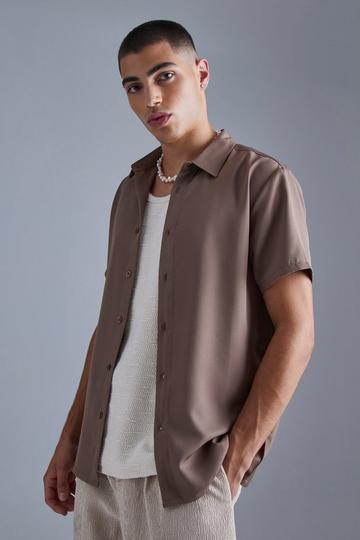 Short Sleeve Soft Twill Smart Shirt taupe