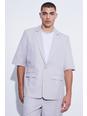 Light grey Short Sleeve Oversized Single Breasted Suit Jacket