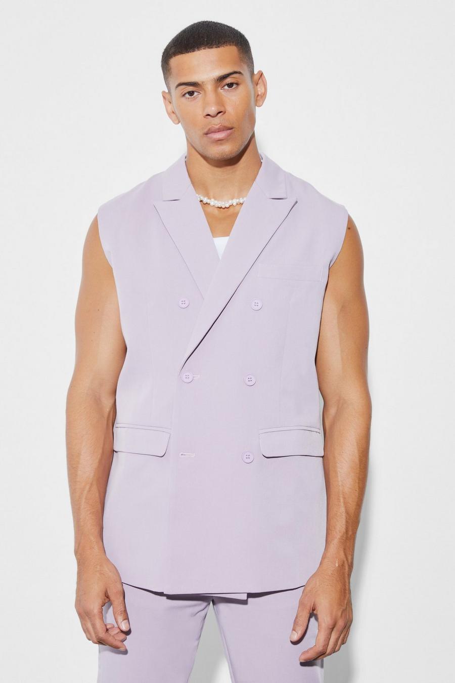 Lilac Relaxed Fit Sleeveless Suit Jacket image number 1
