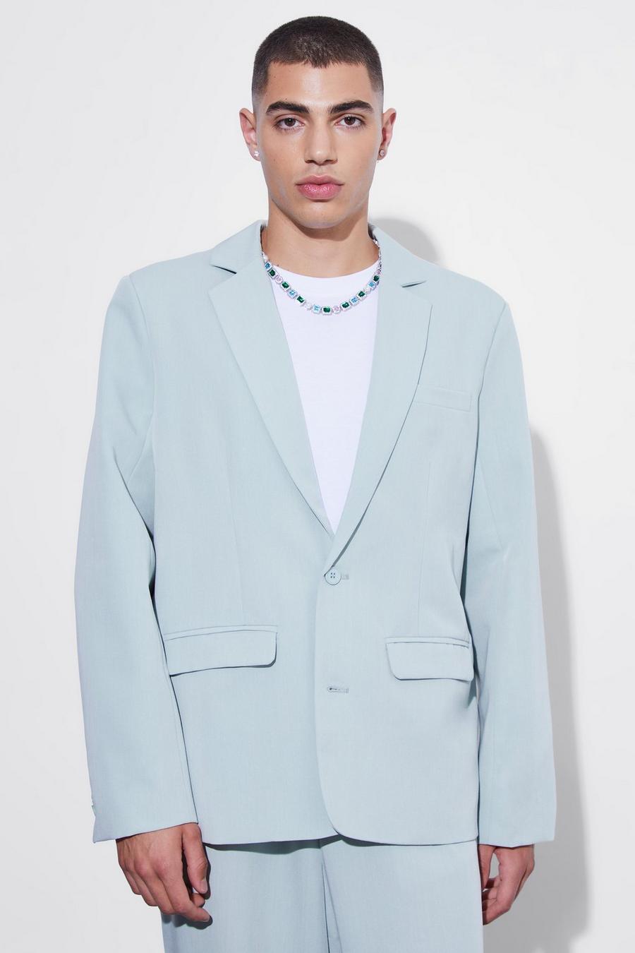 Sage vert Oversized Single Breasted Suit Jacket