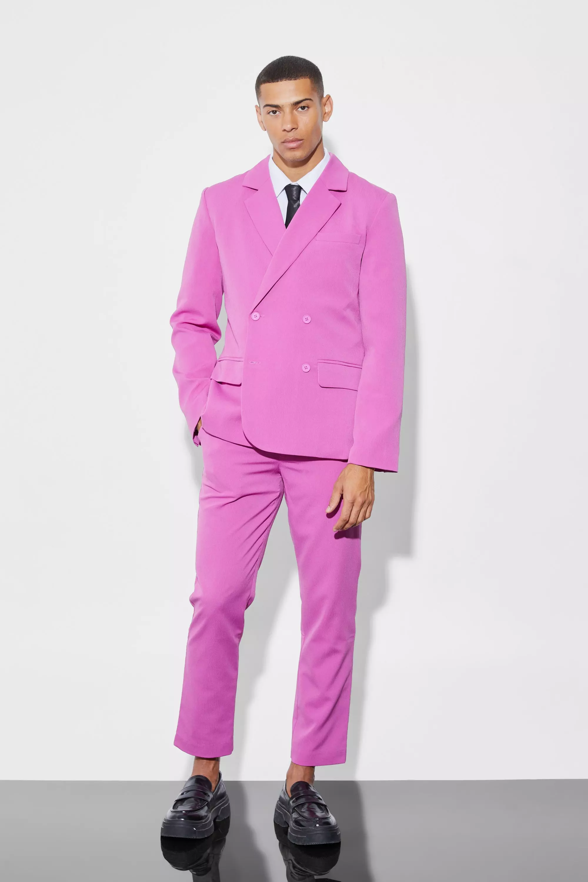 Mens pink sale double breasted suit