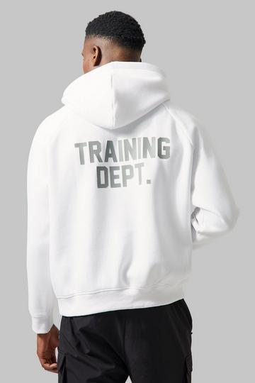 Man Active Boxy Training Dept Hoodie white