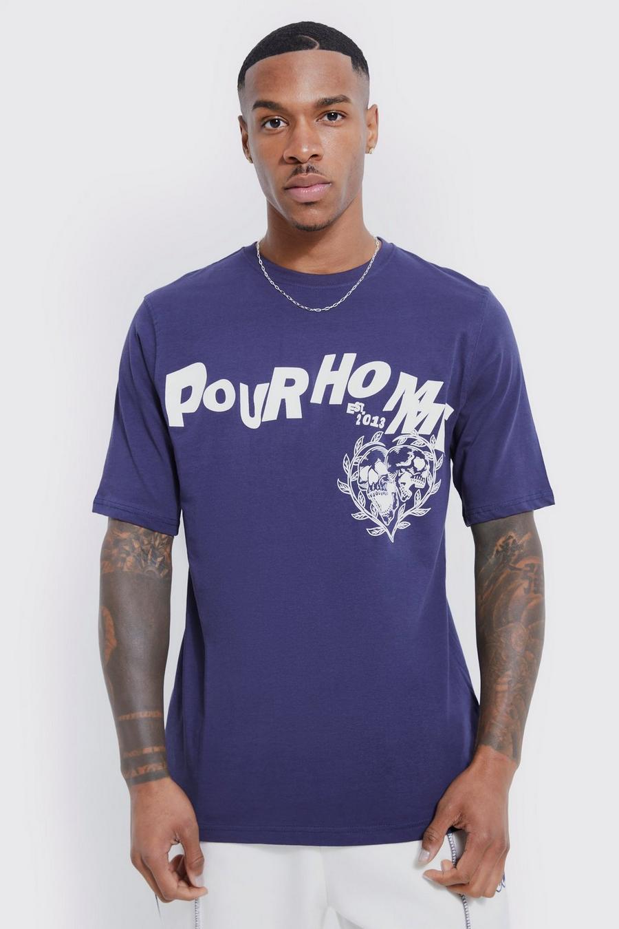 Navy Pour Homme T-shirt med skelett image number 1