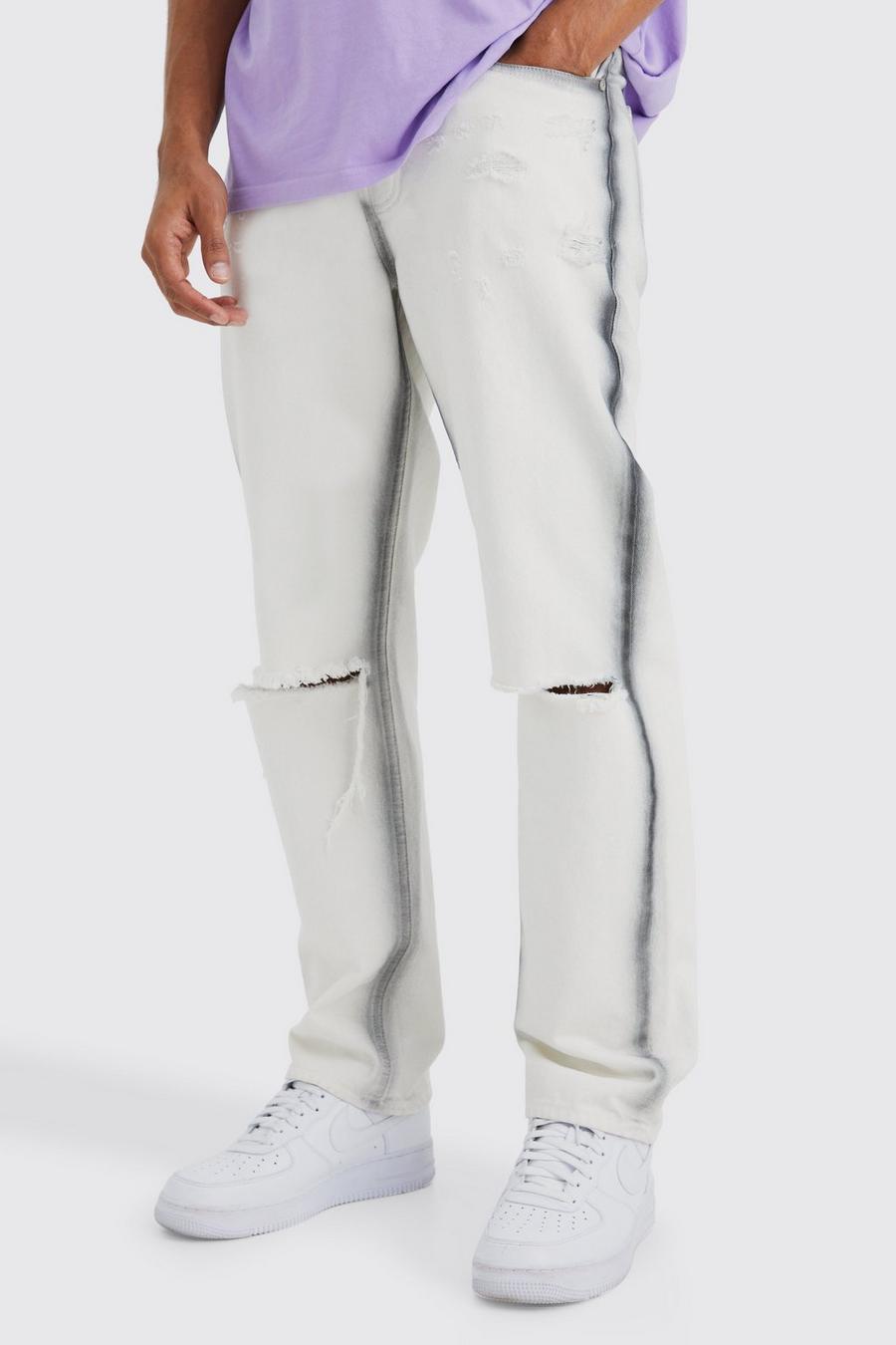 Grey Onbewerkte Baggy Gebleekte Jeans