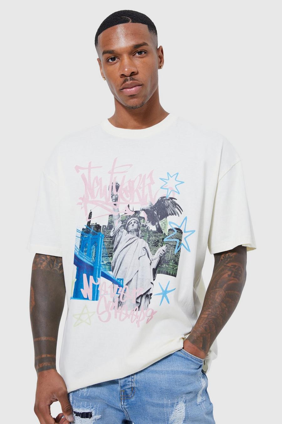 boohoo Plus New York Graphic T-Shirt - White - Size 12