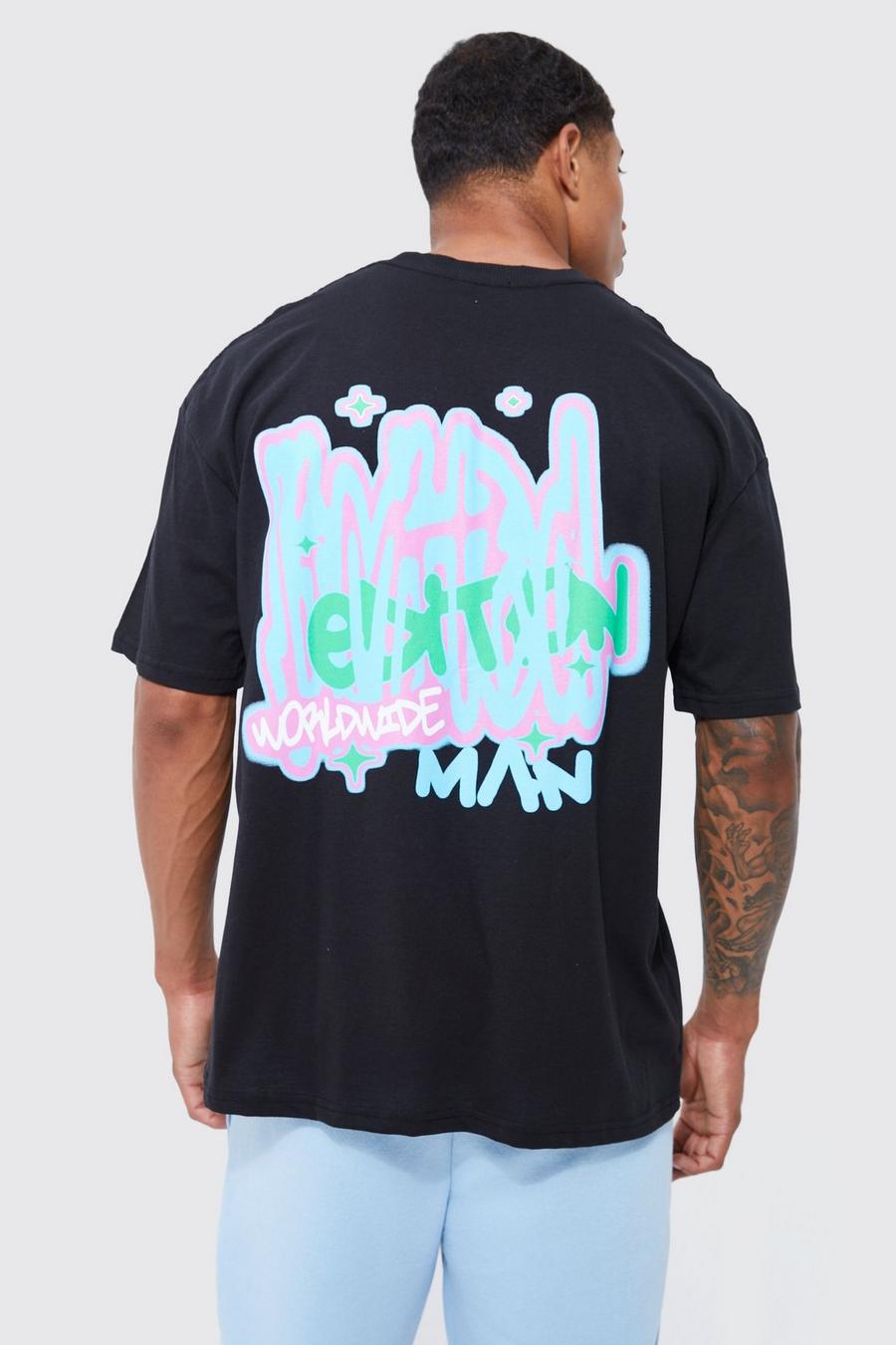 Men's Oversized Limited Edition Graffiti T-shirt | Boohoo UK
