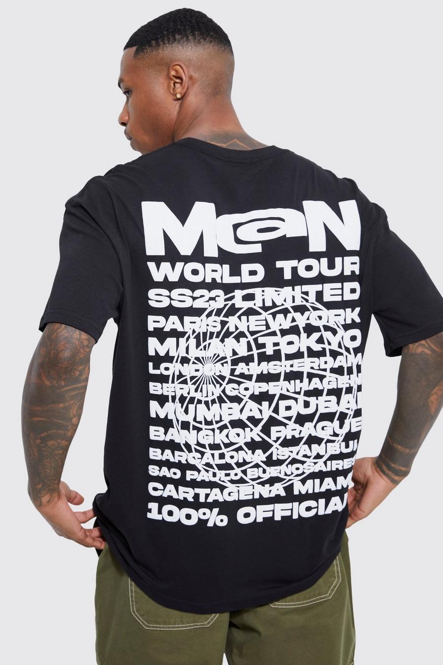 Black Oversized World Tour Back Print T-shirt