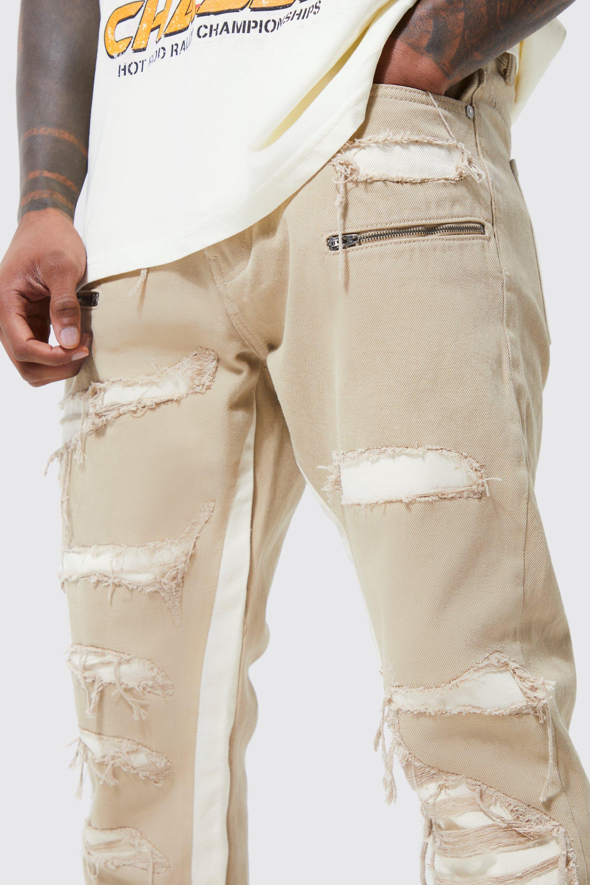 Ripped khaki hot sale pants