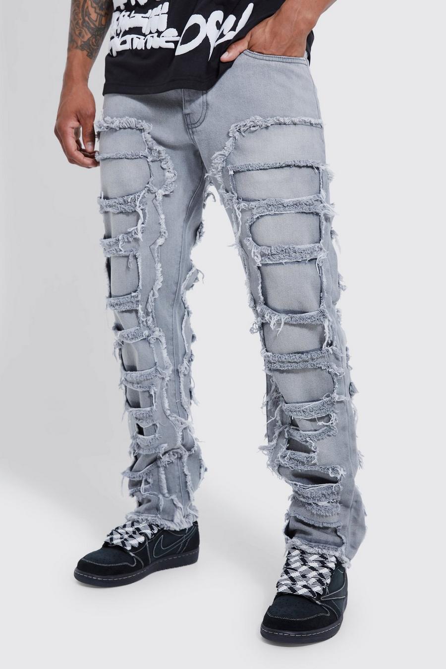 Gerade zerrissene Jeans, Ice grey