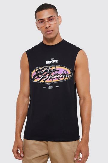 Oversized Pour Homme Chrome Graphic Tank black