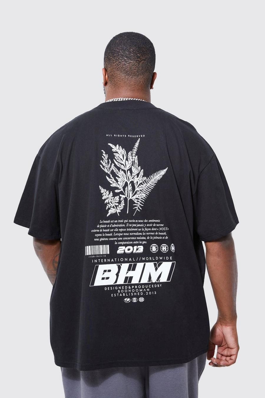 Plus Oversize T-Shirt mit Print, Black image number 1