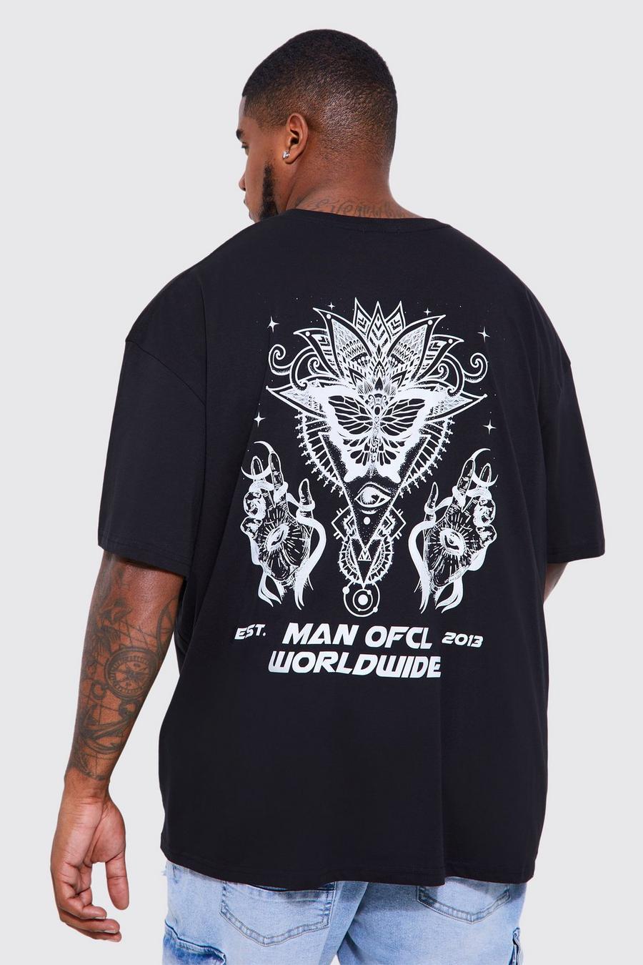 Plus Oversize T-Shirt mit Mandala-Print, Black schwarz