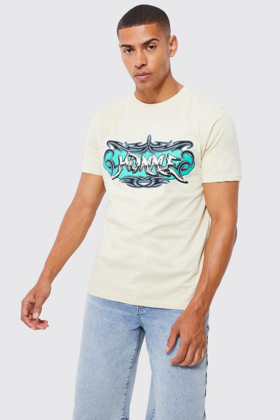 Camiseta con estampado gráfico Homme, Sand image number 1