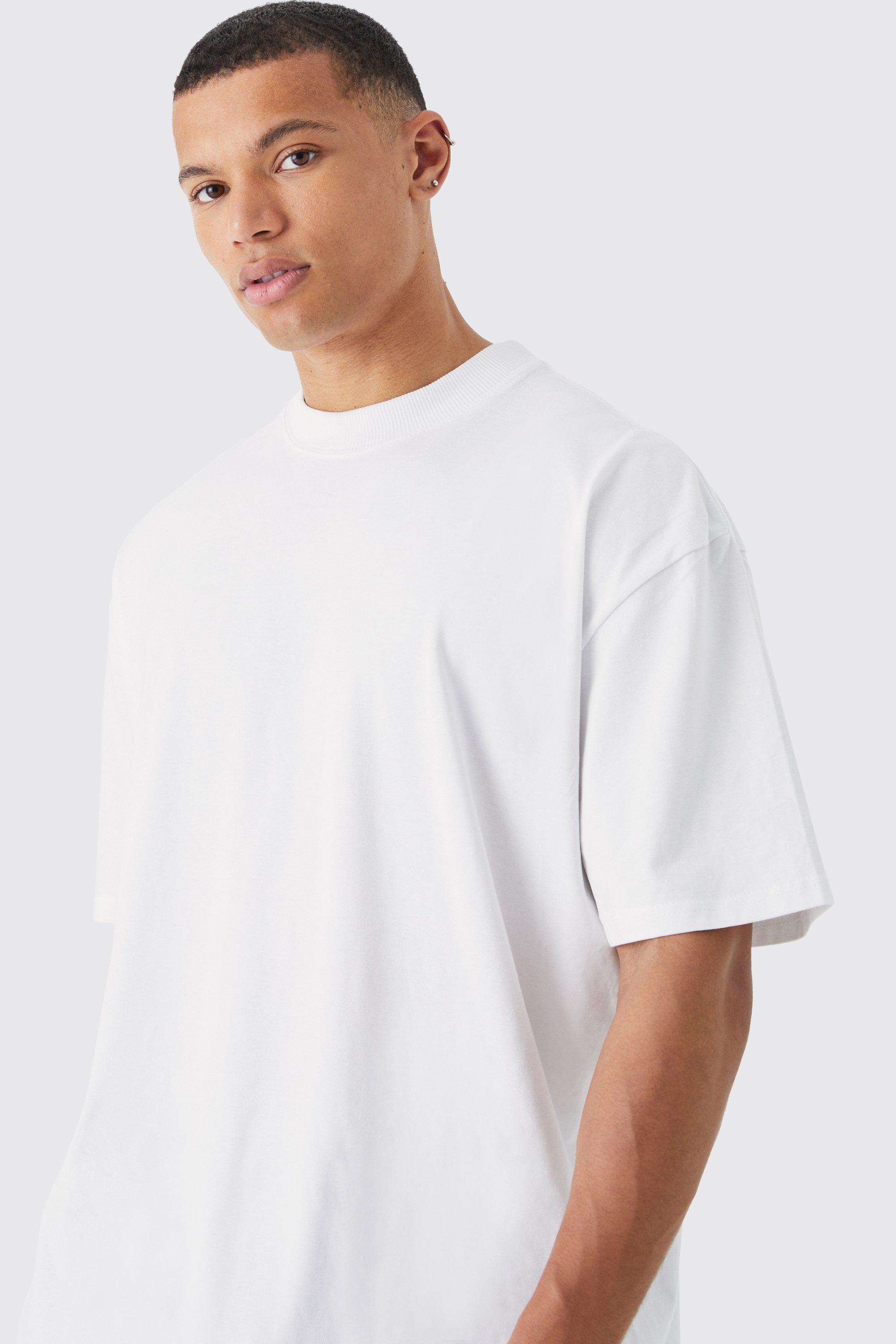 Men's Tall Oversized Extended Neck Print T-shirt | Boohoo