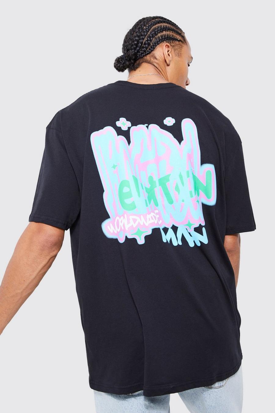 Black Tall Oversized Ltd Edition Graffiti T-Shirt