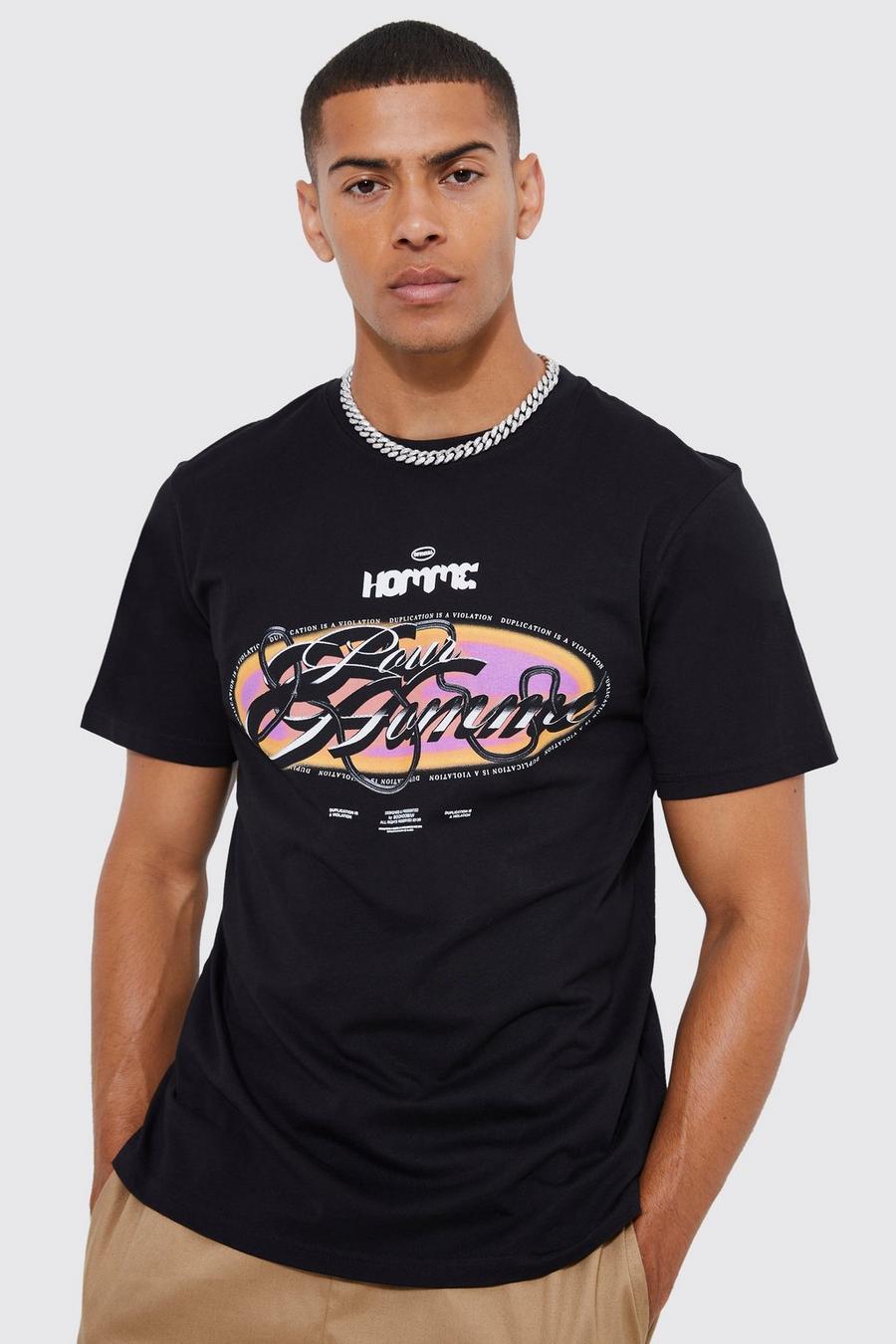 Black Pour Homme Chrome Graphic T-shirt