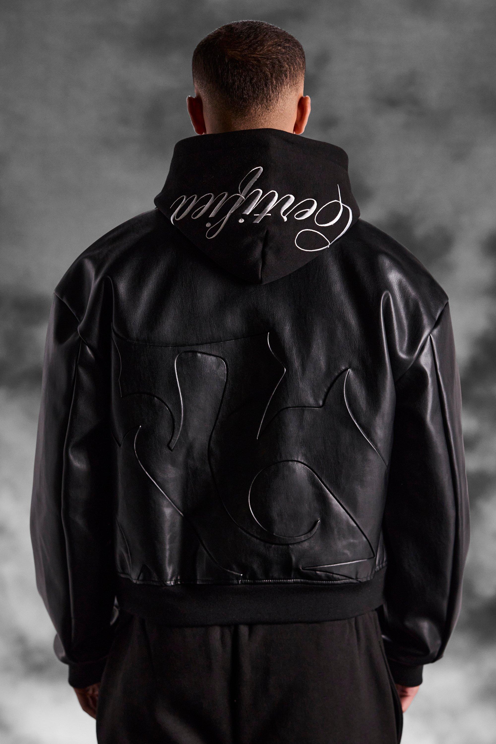 ArrDee Boxy Embossed Pu Collared Bomber | boohoo