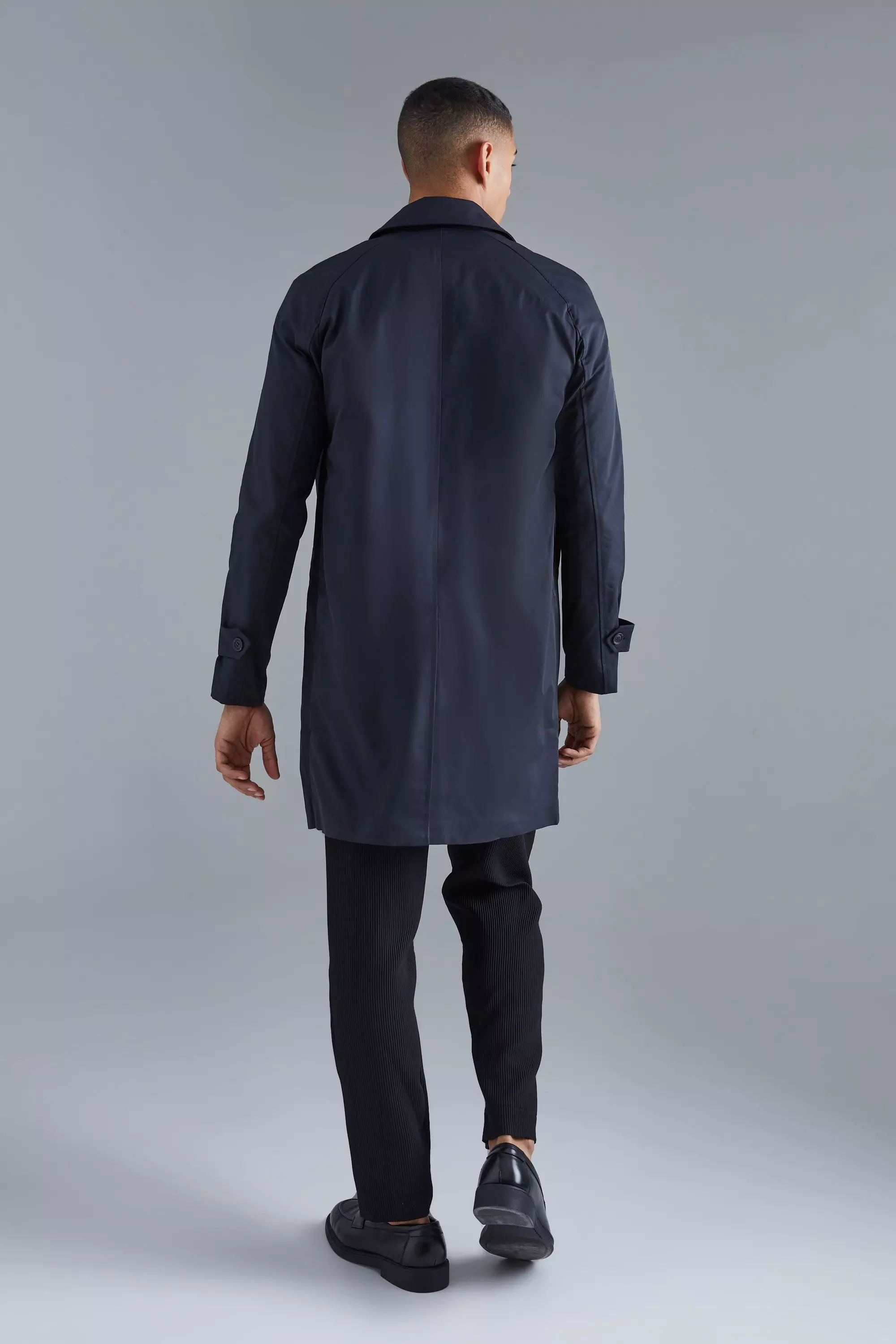 Black Single Breasted Poly Twill Mac alternative image