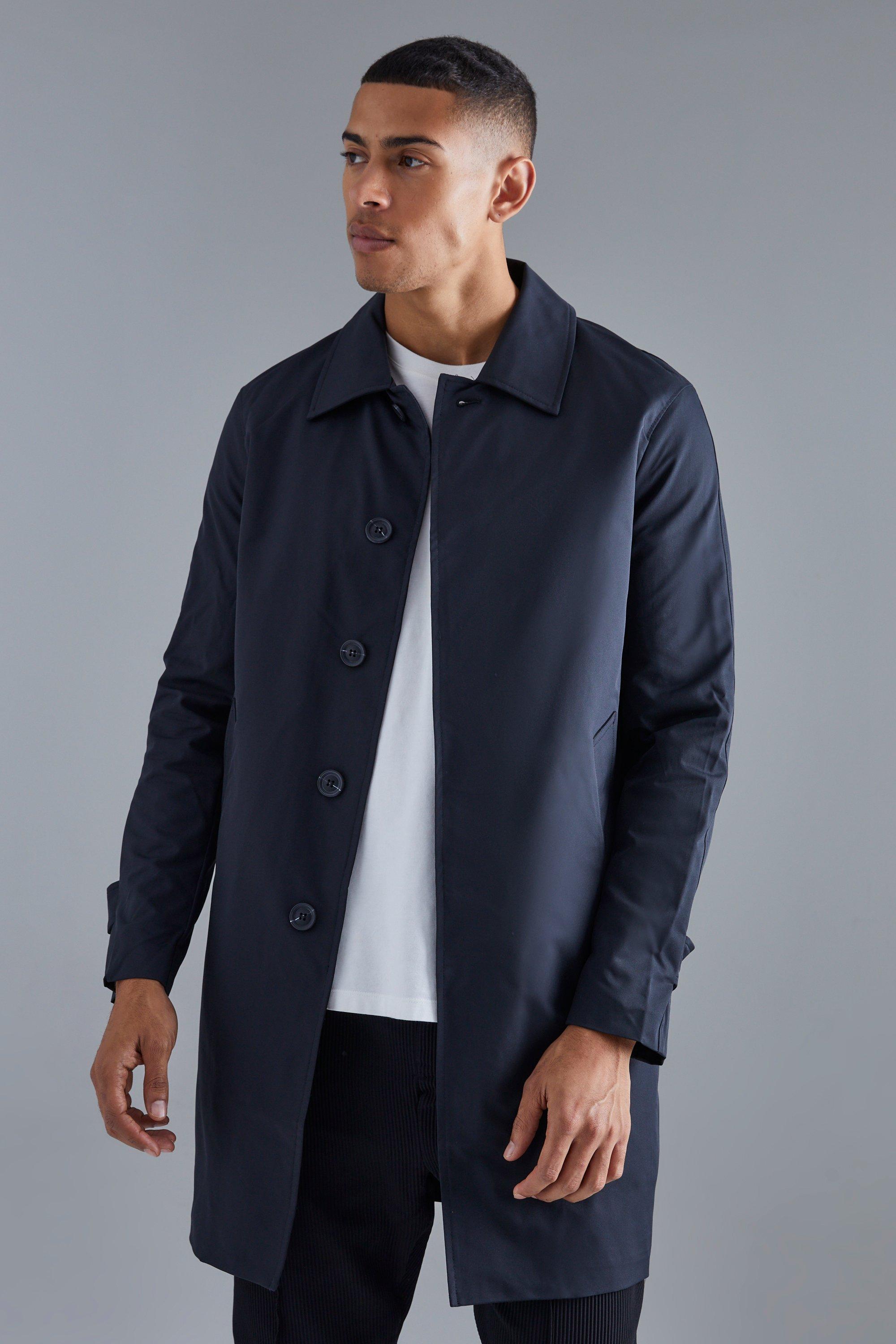 Black single clearance breasted mac coat