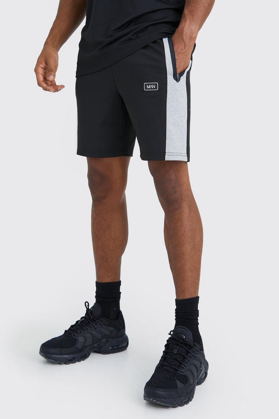 Black Man Active Shorts Met Panelen image number 1