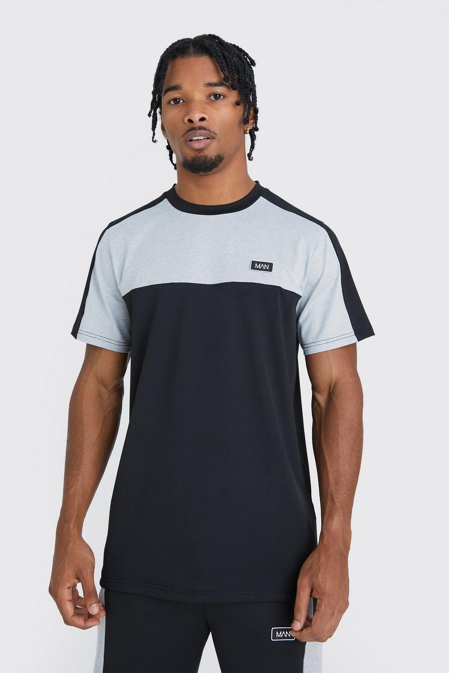 Black Man Active Panelled T-shirt