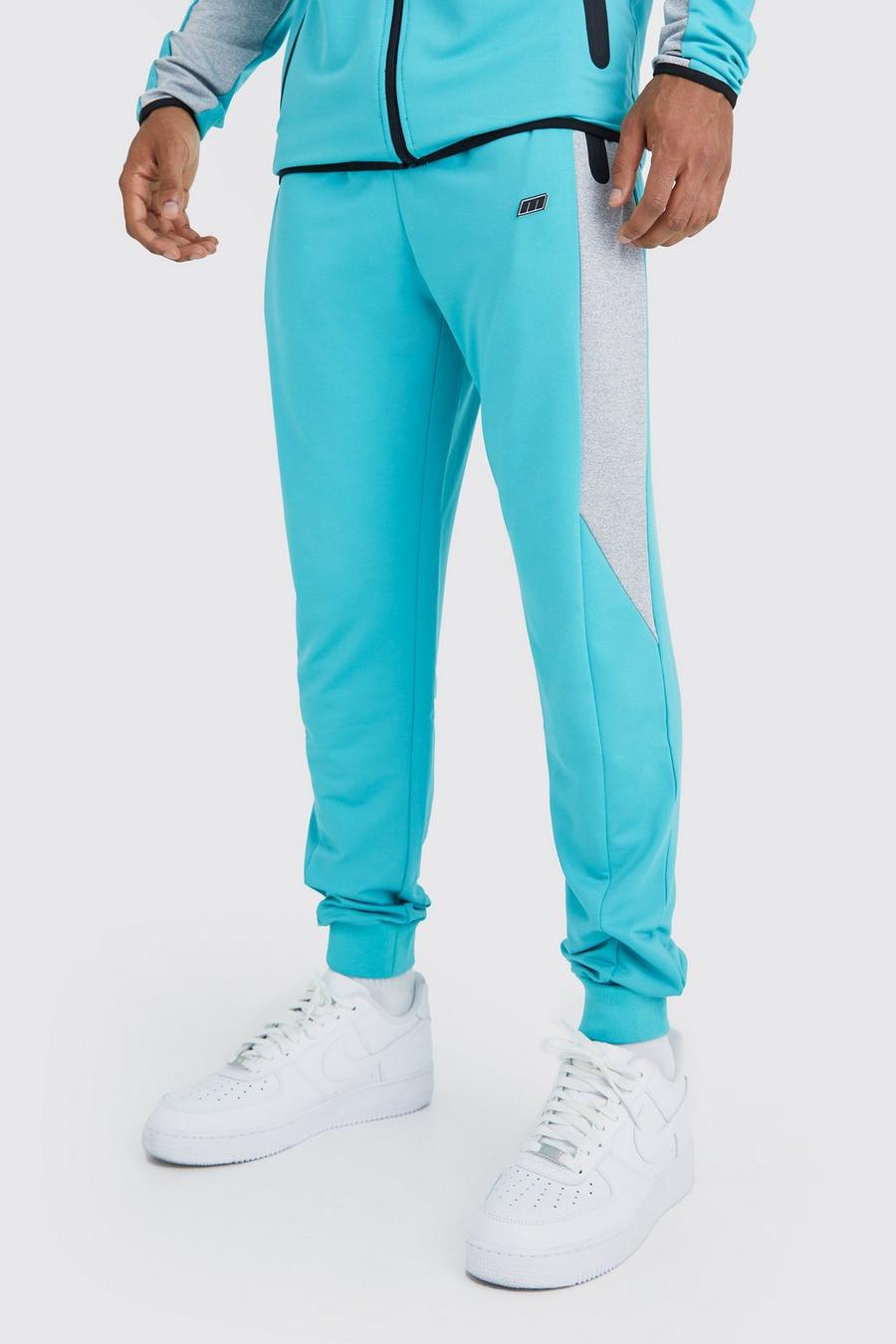 Teal green Man Active Panelled Joggers