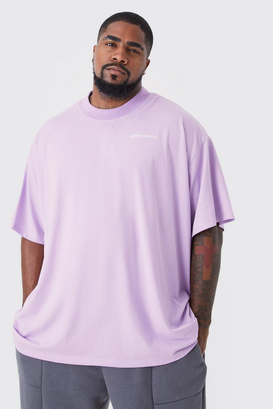 T-shirt Plus Size oversize Limited con girocollo esteso, Lilac viola