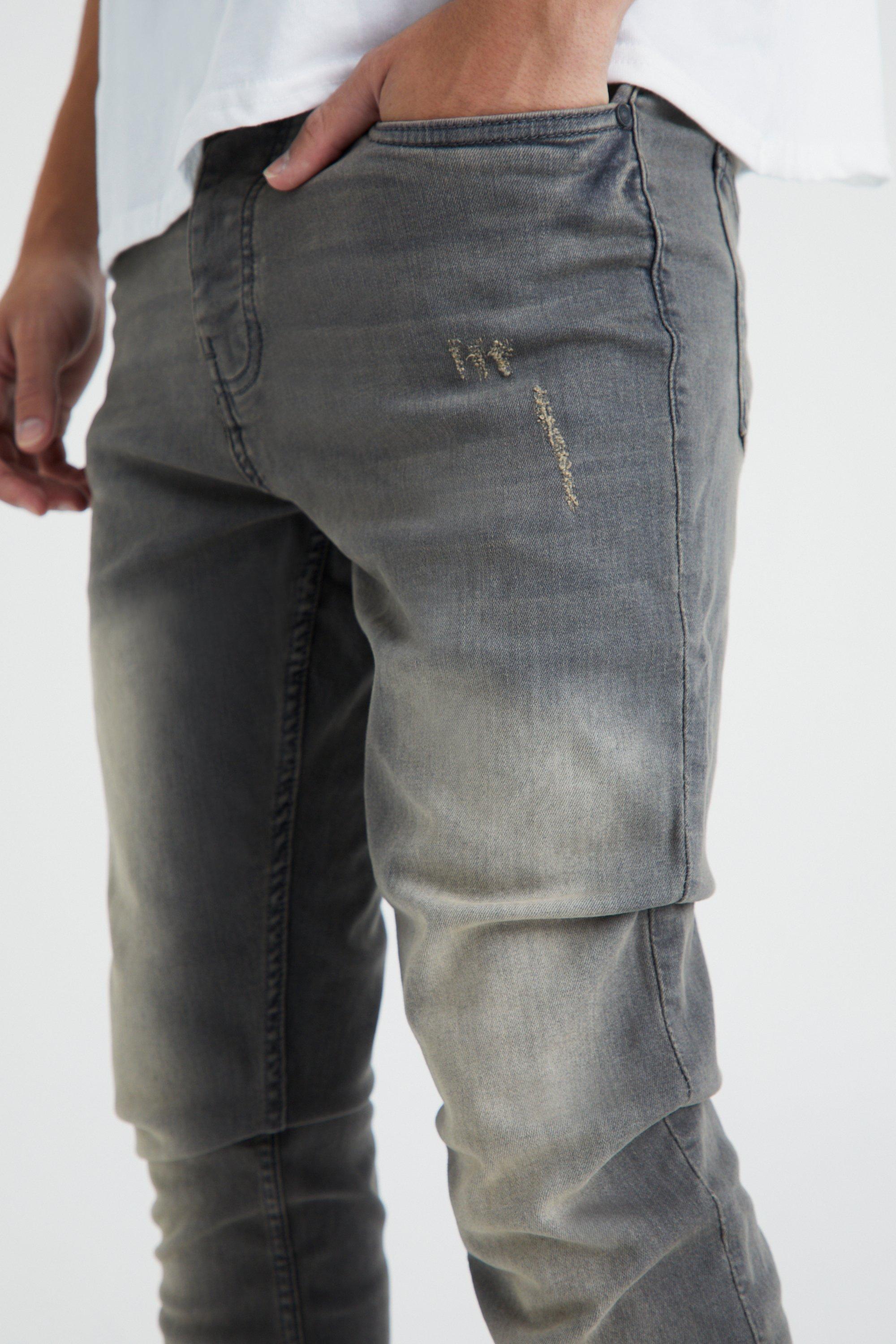 Men's Grey Slim Fit Stretch Jeans