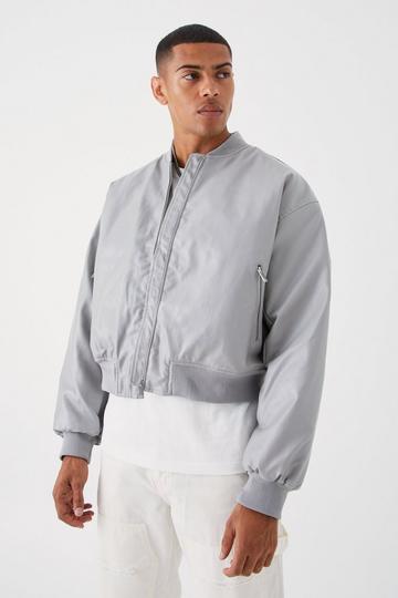 Boxy Pu Bomber With Zips grey