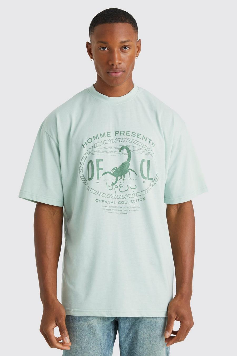 T-shirt oversize Ofcl con ricami tono su tono, Sage image number 1
