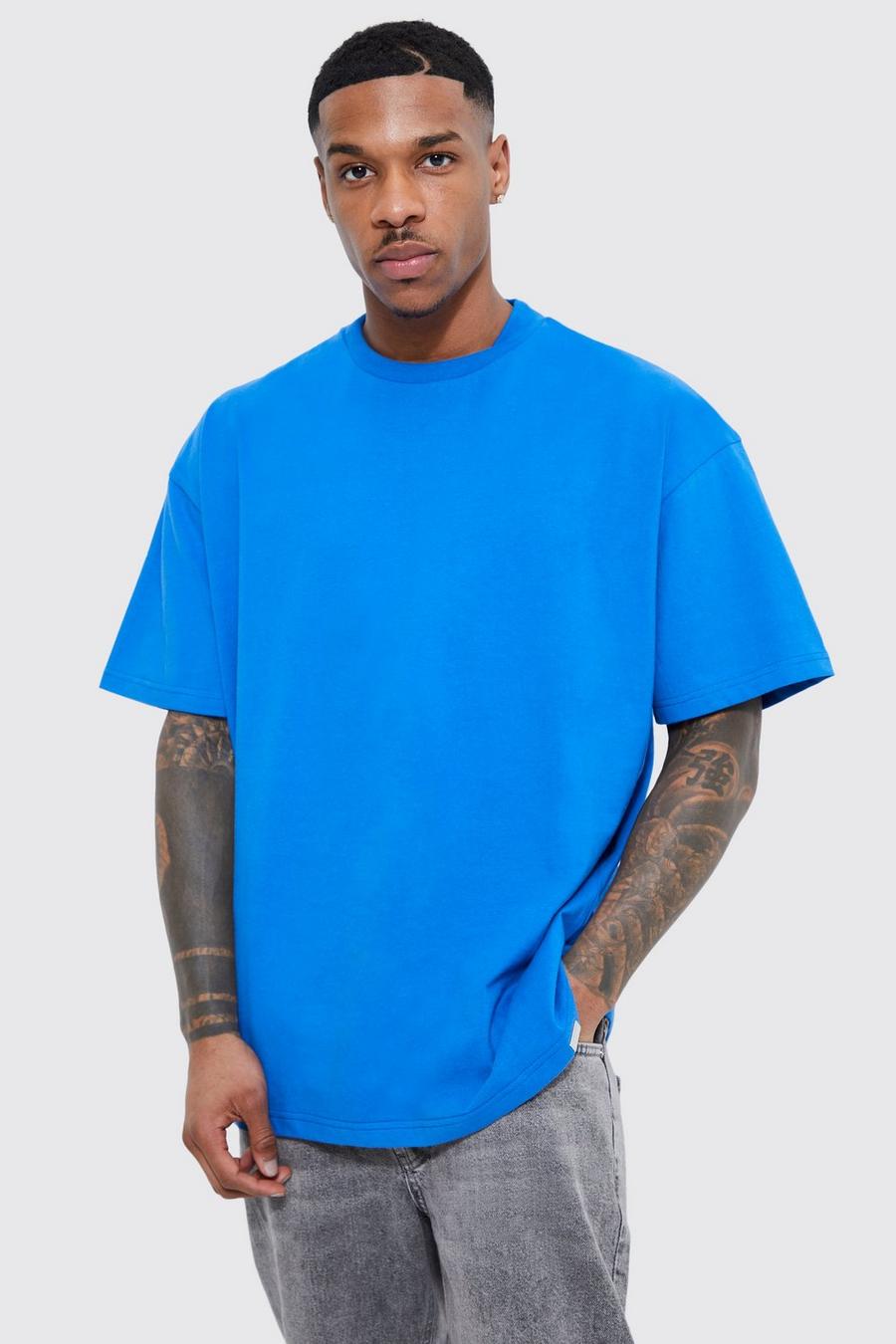 T-shirt oversize épais à col montant, Cobalt blue