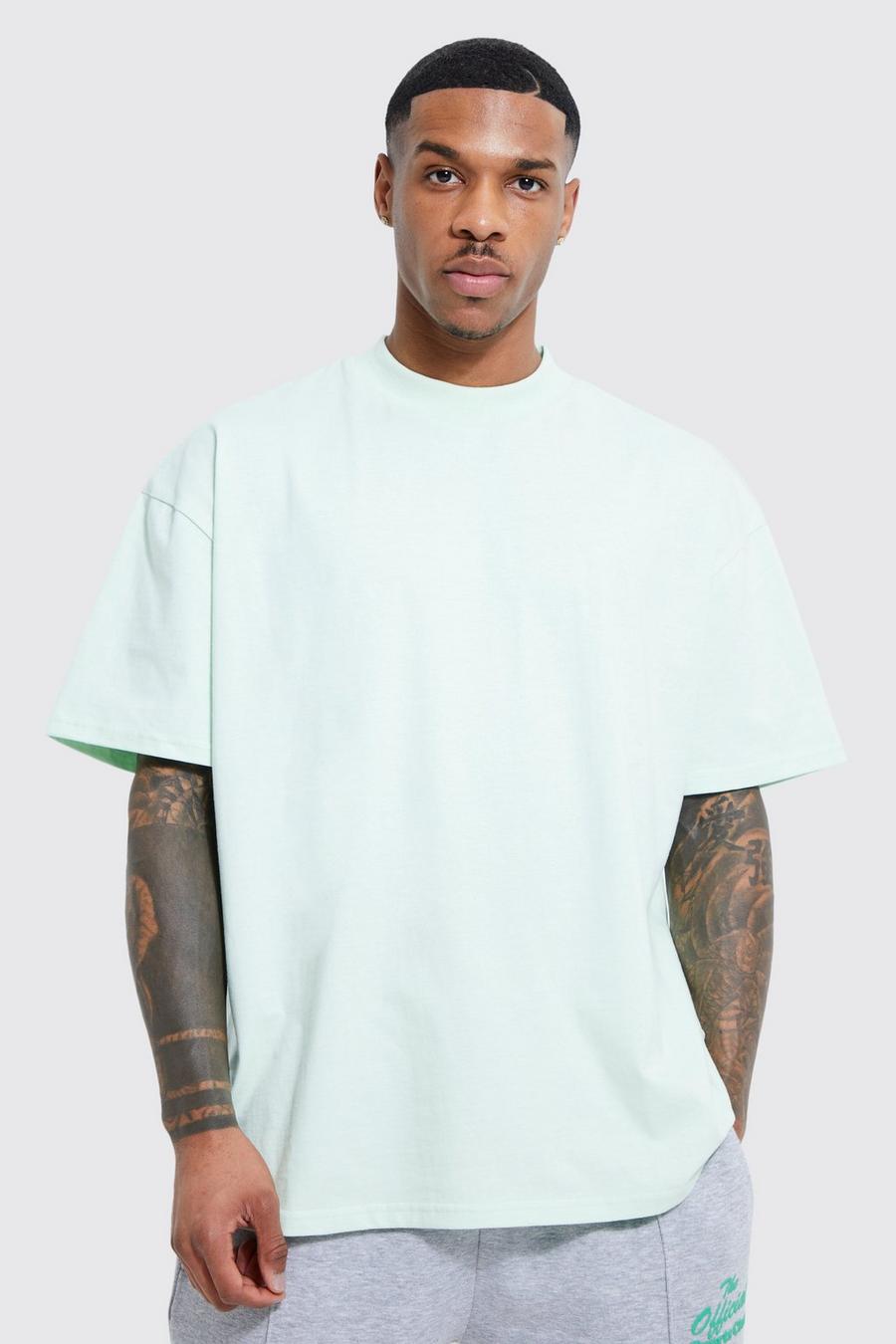 Mint green Oversized Heavyweight Extended Neck T-shirt image number 1