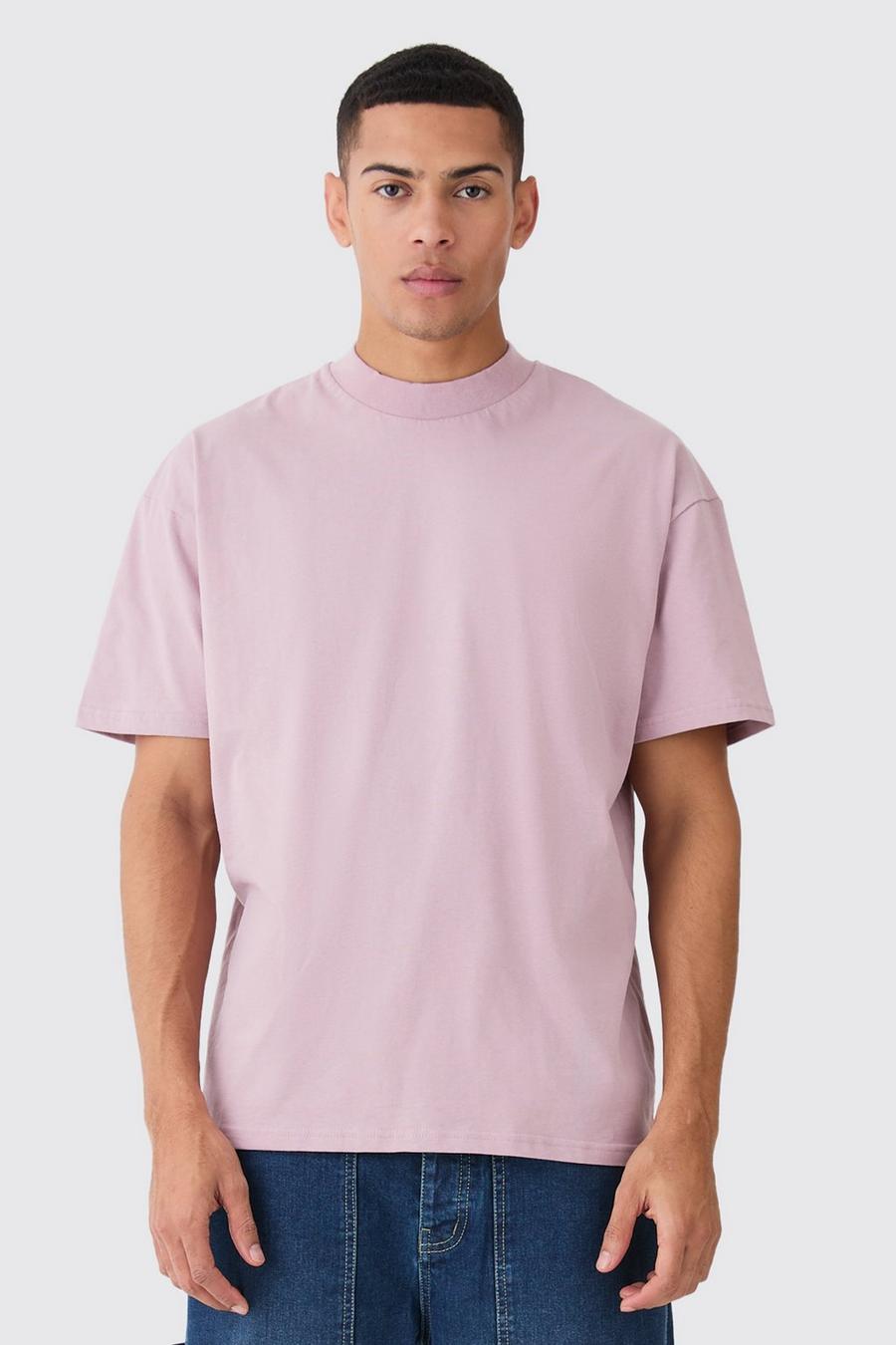 Lilac Oversize t-shirt med hög halsmudd image number 1