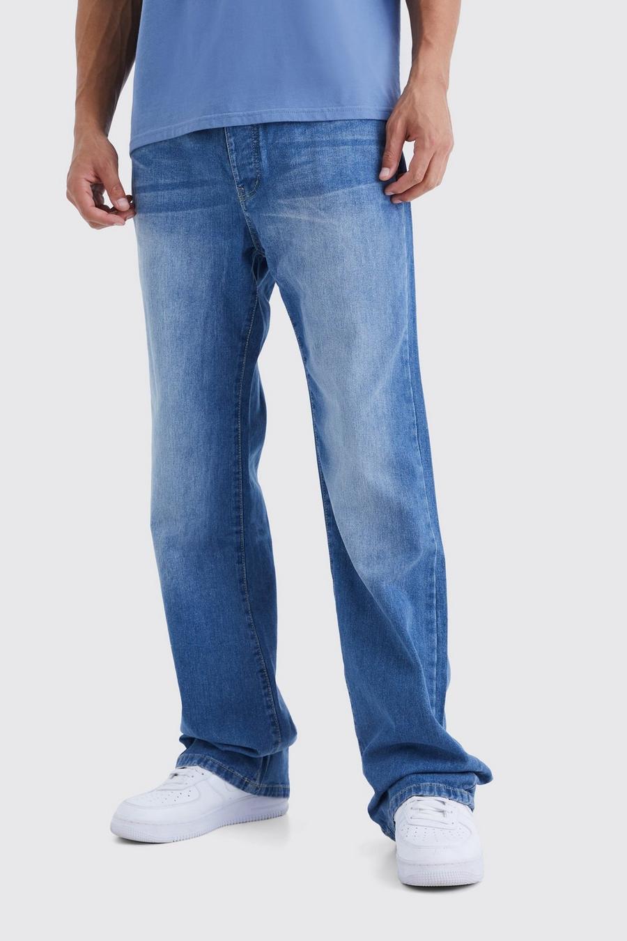 Mid blue Tall Relaxed Rigid Flare Jeans