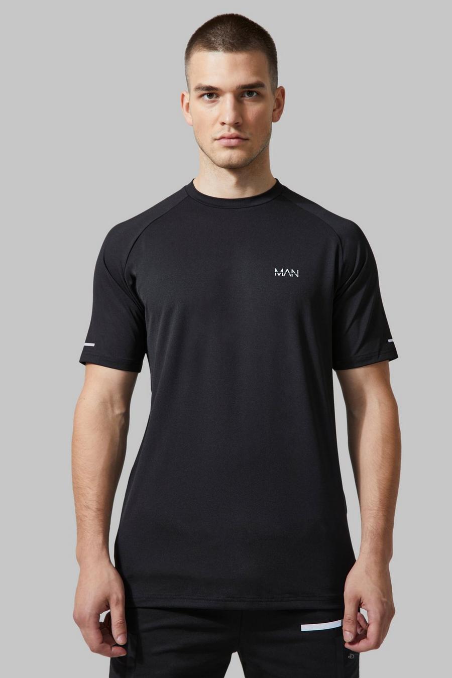Black Tall Raglan Man Active Fitness T-Shirt image number 1