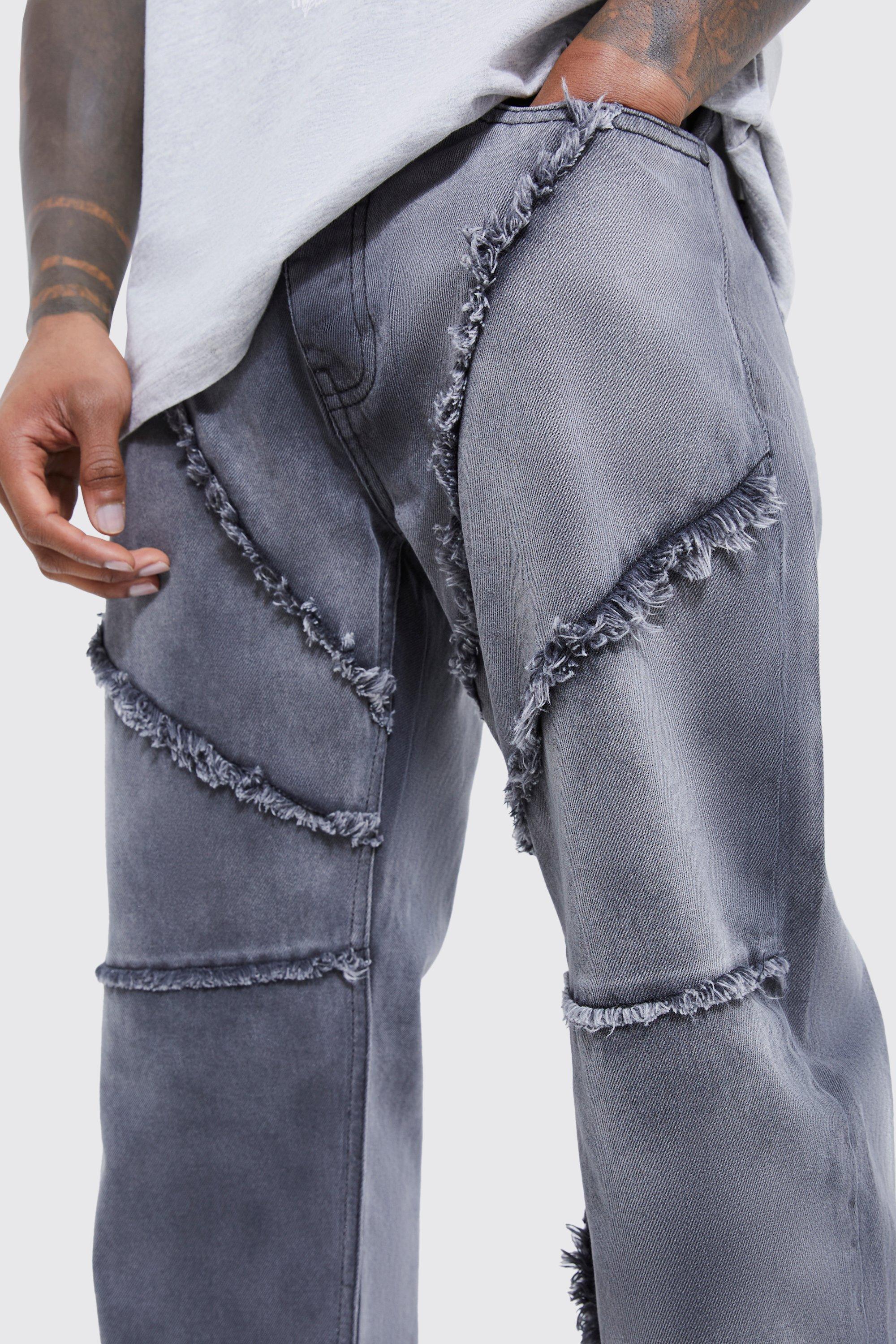 Relaxed Rigid Flare Frayed Edge Jeans