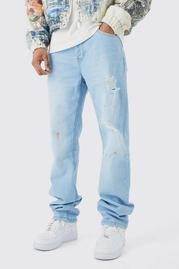 Relaxed Rigid Ripped Jeans light blue