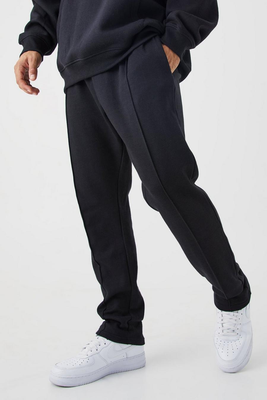 Black Slim Tapered Interlock Jogger With Pintuck image number 1