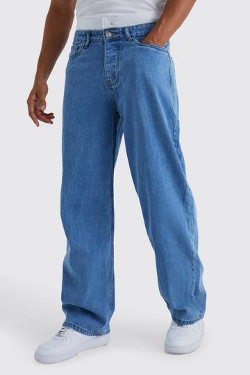 Blue Baggy Rigid Jean With Double Waistband