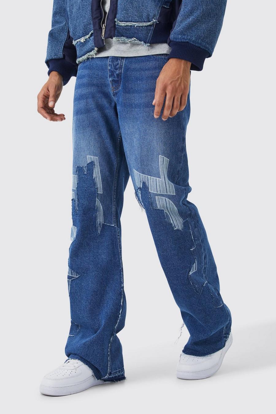 Mid blue Relaxed Rigid Flare Self Fabric Offcl Jeans image number 1
